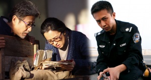 照片中，麦迪娜穿着黑色泡泡袖短裙，儿子姜丹尼尔亲吻着妈妈高隆的肚子，姜潮在一边看着这一温馨的画面。